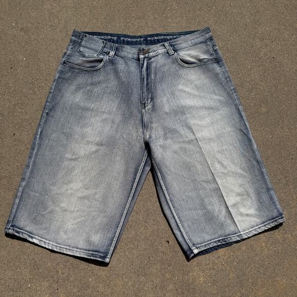 Men's Vintage Y2k Enyce Baggy Long Denim Light Blue Jean Shorts Jorts Sz 40 x 15 - Picture 4 of 7